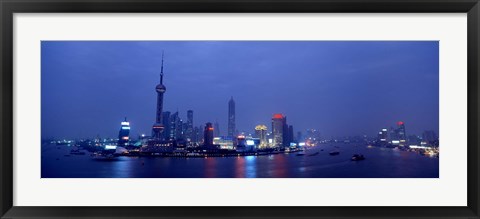 Framed Shanghai at dusk, China Print