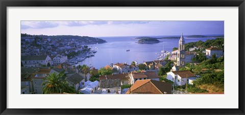 Framed Town On The Waterfront, Hvar Island, Hvar, Croatia Print