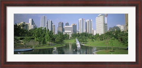 Framed Park In The City, Petronas Twin Towers, Kuala Lumpur, Malaysia Print