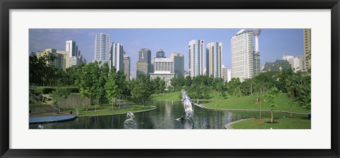 Framed Park In The City, Petronas Twin Towers, Kuala Lumpur, Malaysia Print