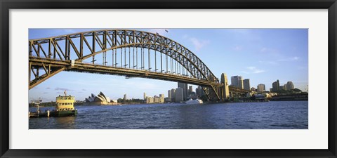 Framed Australia, New South Wales, Sydney, Sydney harbor, View of bridge and city Print