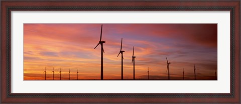 Framed Wind Turbine In The Barren Landscape, Brazos, Texas, USA Print