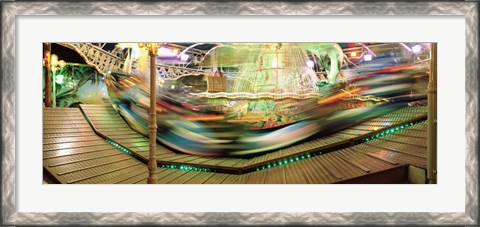 Framed Carousel in motion, Amusement Park, Stuttgart, Germany Print