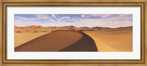 Framed Sand dunes in an arid landscape, Namib Desert, Sossusvlei, Namibia Print