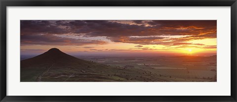 Framed Silhouette Of A Hill At Sunset, Roseberry Topping, North Yorkshire, Cleveland, England, United Kingdom Print