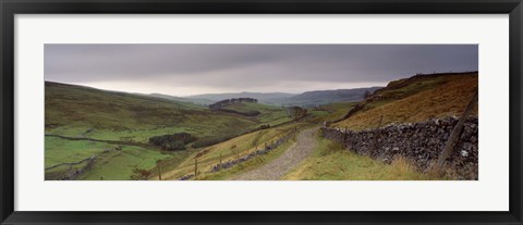Framed High Angle View Of A Path On A Landscape, Ribblesdale, Yorkshire Dales, Yorkshire, England, United Kingdom Print