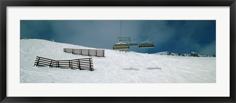 Framed Ski lift over a polar landscape, Lech ski area, Austria Print