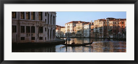 Framed Man on a gondola in a canal, Grand Canal, Venice, Italy Print