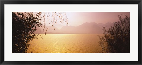 Framed Lake On The Mountainside, Mondsee, Salzburg, Austria Print