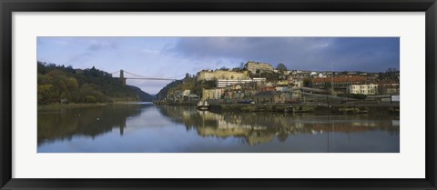 Framed Suspension bridge across a river, Clifton Suspension Bridge, River Avon, Bristol, England Print