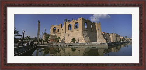 Framed Reflection of a building in a pond, Assai Al-Hamra, Tripoli, Libya Print