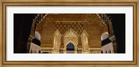 Framed Carving on the wall of a palace, Court Of Lions, Alhambra, Granada, Andalusia, Spain Print