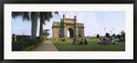 Framed Tourist in front of a monument, Gateway Of India, Mumbai, Maharashtra, India Print