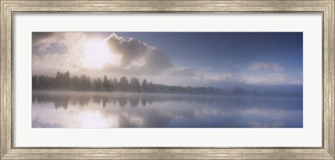 Framed Panoramic view of a river at dawn, Vuoski River, Imatra, Finland Print