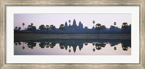 Framed Reflection of temples and palm trees in a lake, Angkor Wat, Cambodia Print
