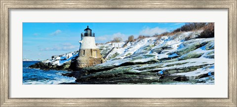 Framed Lighthouse along the sea, Castle Hill Lighthouse, Narraganset Bay, Newport, Rhode Island (horizontal) Print