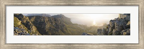 Framed High angle view of a coastline, Camps Bay, Table Mountain, Cape Town, South Africa Print