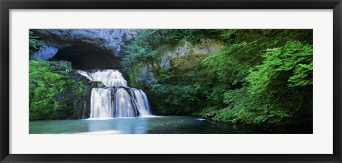 Framed Waterfall in a forest, Lison River, Jura, France Print