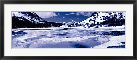 Framed Lake and snowcapped mountains, Tioga Lake, Inyo National Forest, Eastern Sierra, Californian Sierra Nevada, California Print