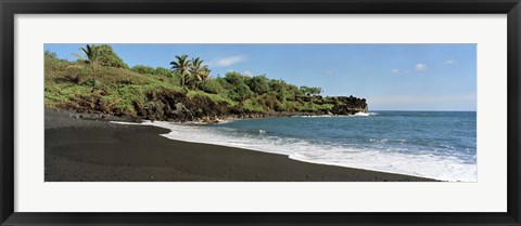 Framed Surf on the beach, Black Sand Beach, Maui, Hawaii, USA Print