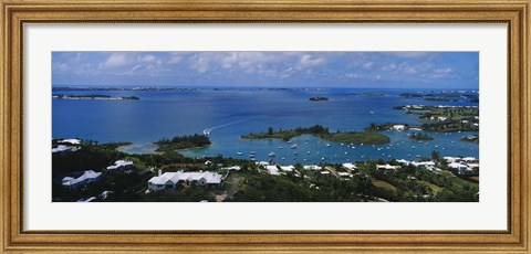 Framed High angle view of buildings at the waterfront, Gibbs Hill Lighthouse, Bermuda Print