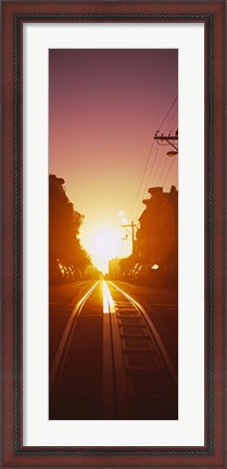 Framed Cable car tracks at sunset, San Francisco, California, USA Print