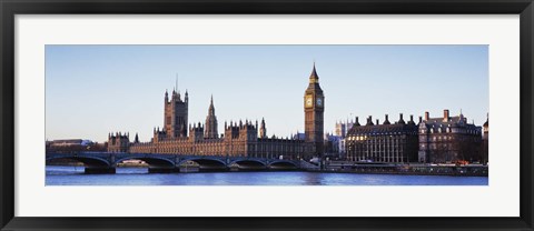 Framed Bridge across a river, Big Ben, Houses of Parliament, Thames River, Westminster Bridge, London, England Print