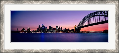 Framed Bridge across the sea, Sydney Opera House, Sydney Harbor Bridge, Milsons Point, Sydney, New South Wales, Australia Print