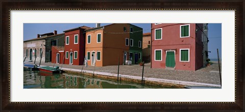 Framed Houses along a canal, Burano, Venice, Veneto, Italy Print