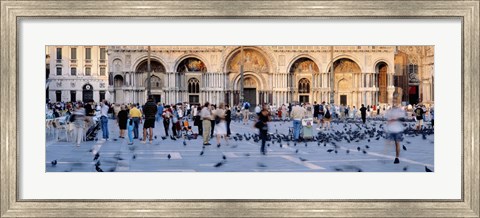 Framed Tourists in front of a cathedral, St. Mark&#39;s Basilica, Piazza San Marco, Venice, Italy Print