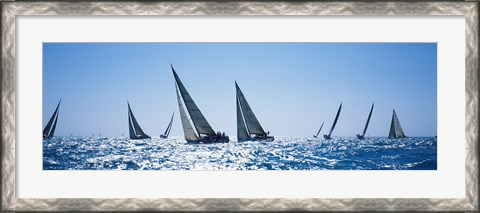 Framed Sailboats racing in the sea, Farr 40&#39;s race during Key West Race Week, Key West Florida, 2000 Print