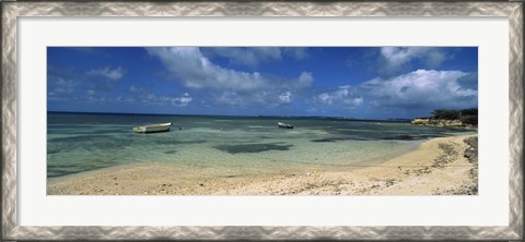 Framed Boats in the sea, North coast of Antigua, Antigua and Barbuda Print