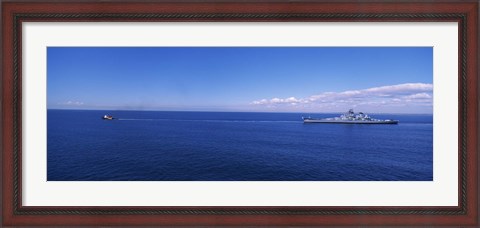 Framed Battleship being towed in the sea, USS Iowa (BB-61), Rhode Island Sound, USA, Rhode Island, USA Print