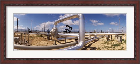 Framed Pipelines on a landscape, Taft, Kern County, California, USA Print