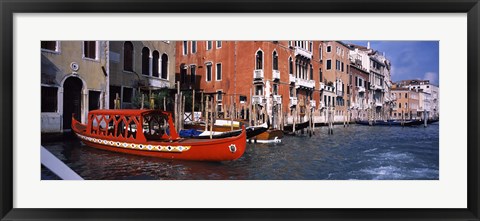 Framed Red Gondola, Grand Canal, Venice, Veneto, Italy Print