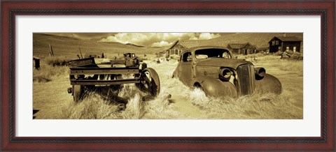 Framed Abandoned car in a ghost town, Bodie Ghost Town, Mono County, California, USA Print