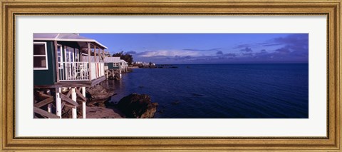 Framed Cabanas on the beach, Bermuda Print