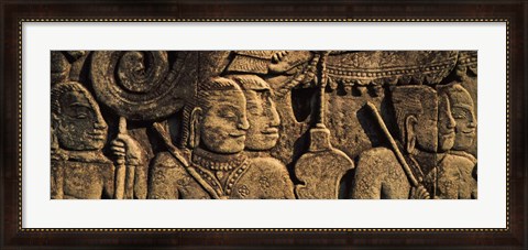 Framed Sculptures in a temple, Bayon Temple, Angkor, Cambodia Print