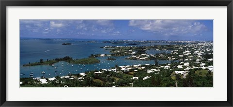 Framed Buildings along a coastline, Bermuda Print