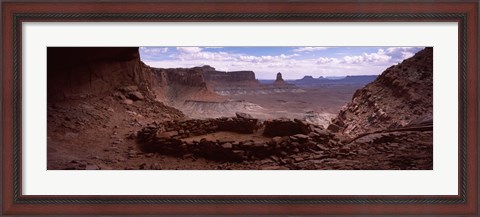 Framed Stone circle on an arid landscape, False Kiva, Canyonlands National Park, San Juan County, Utah, USA Print