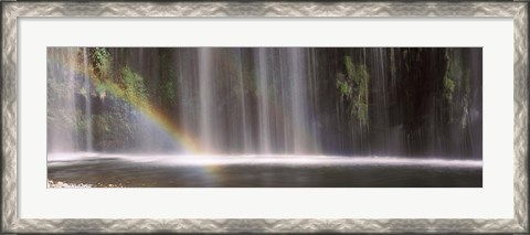 Framed Rainbow formed in front of waterfall in a forest, California, USA Print