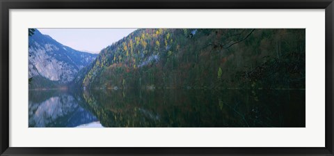 Framed Lake in front of mountains, Lake Toplitz, Salzkammergut, Austria Print