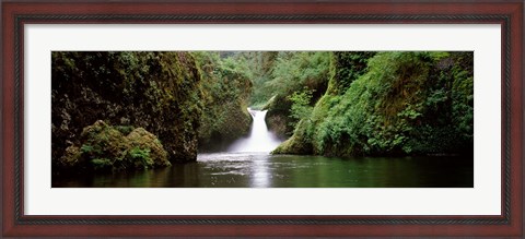Framed Waterfall in a forest, Punch Bowl Falls, Eagle Creek, Hood River County, Oregon, USA Print