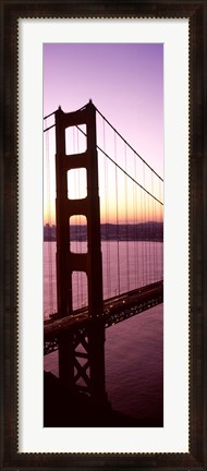 Framed Suspension bridge at sunrise, Golden Gate Bridge, San Francisco Bay, San Francisco, California (vertical) Print