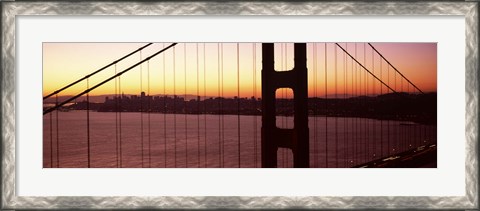 Framed Suspension bridge at sunrise, Golden Gate Bridge, San Francisco Bay, San Francisco, California (horizontal) Print