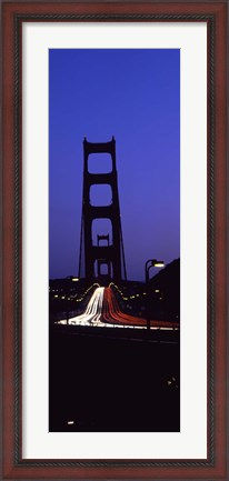 Framed Traffic on a suspension bridge, Golden Gate Bridge, San Francisco Bay, San Francisco, California, USA Print