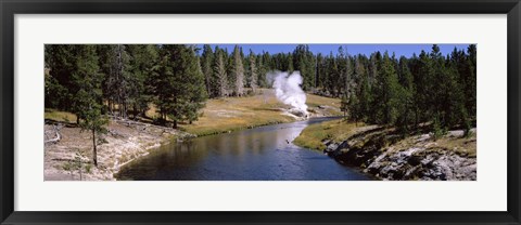 Framed Geothermal vent on a riverbank, Yellowstone National Park, Wyoming, USA Print