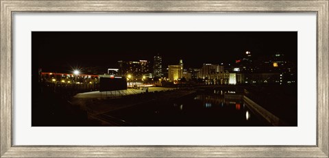 Framed City lit up at night, Cape Town, Western Cape Province, South Africa Print