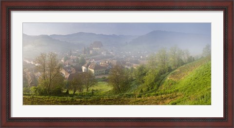 Framed High angle view of houses in a village, Biertan, Sibiu County, Transylvania, Romania Print