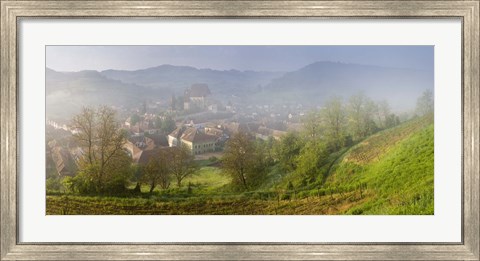 Framed High angle view of houses in a village, Biertan, Sibiu County, Transylvania, Romania Print